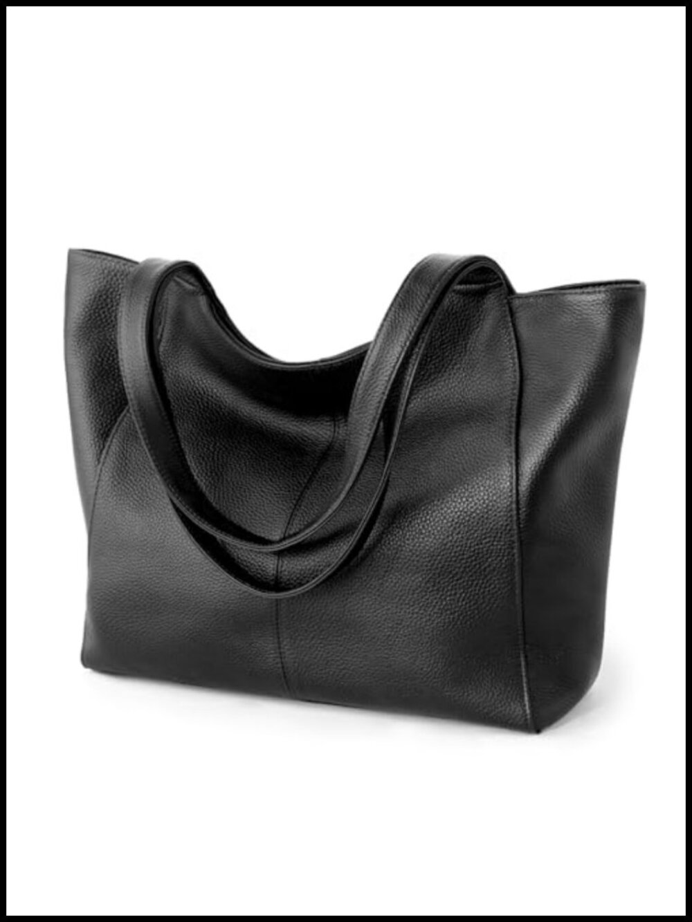Soft Genuine Leather Tote Bag for Women Work Zipper Slouchy Full-Grain
